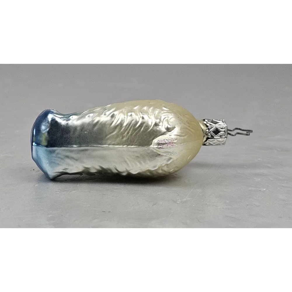 Vintage Christopher Radko Polar‎ Bear Glass Christmas Ornament Silver Blue